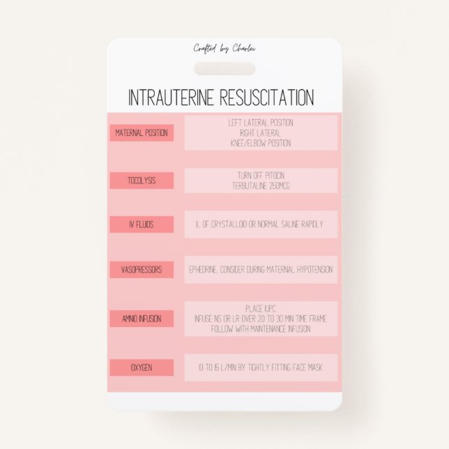 Fetal Monitoring Nurse Reference Badge (Front)