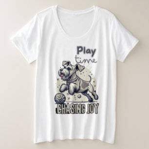 Fetch Fun: Light Gray Pup on the Run Plus Size T-Shirt