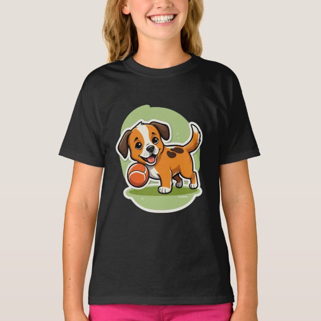 Fetch Happens – Funny Dog Cartoon T-Shirt (Front)