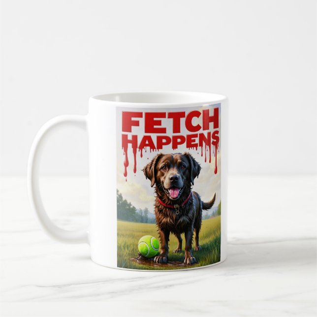 Fetch Happens Humorous dog coffee cup mug  (Left)