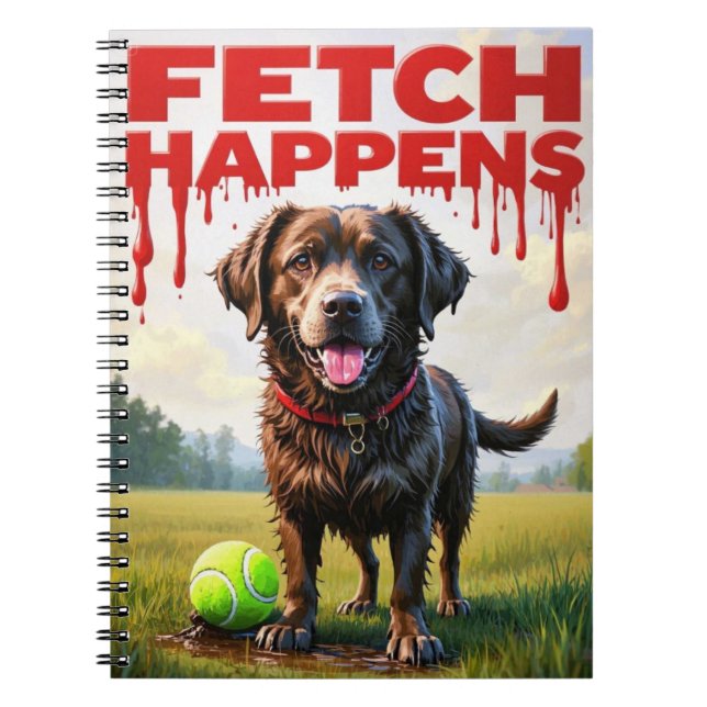 Fetch Happens Humorous dog spiral notebook  (Front)