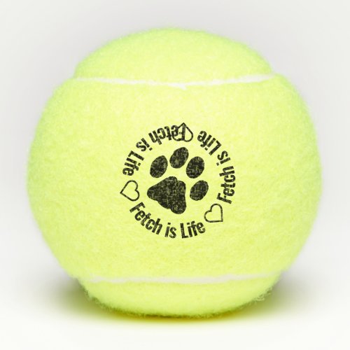Fetch is Life _ Paw Print Hearts Cute Dog Tennis Balls