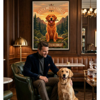 Fetch Me To The Forest Golden Retriever Dog Lover  Poster