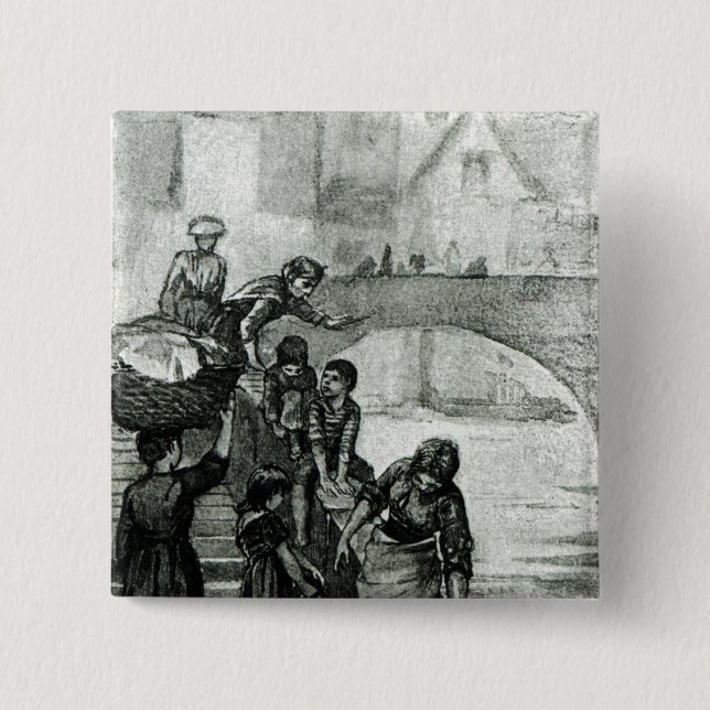 Fetching Water from the River Pinback Button (Front)