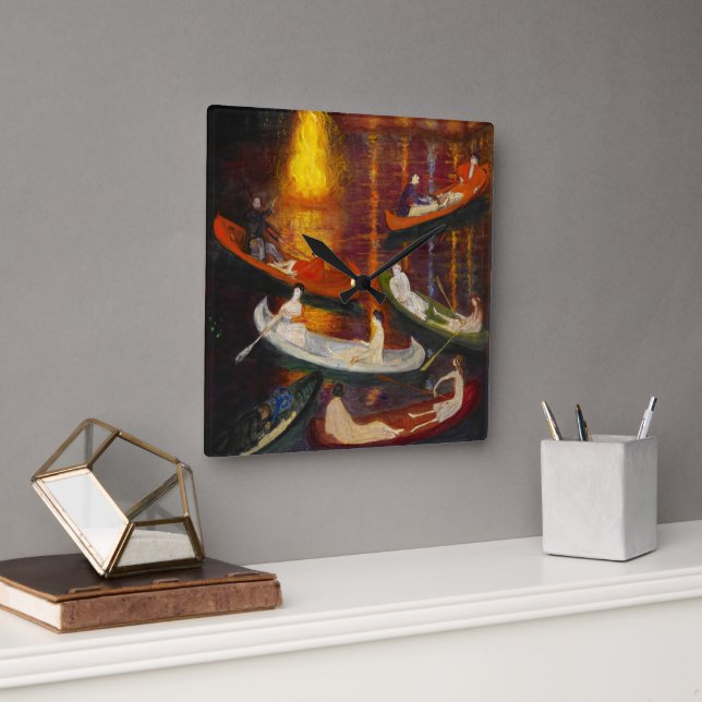 Fete on the Lake by Florine Stettheimer Square Wall Clock (Office)