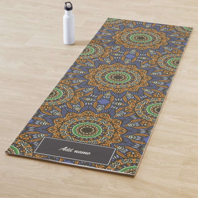 Fethers of Life Mandala pattern retro custom name Yoga Mat (In Situ)
