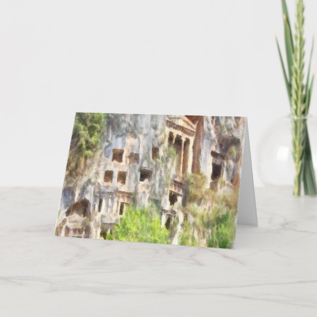 Fethiye Ancient Lycian Tombs Watercolor Card (Front)