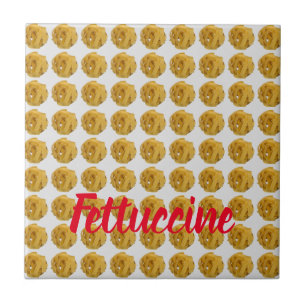 Fettuccine Pasta Noodle Pattern for Food Lover Ceramic Tile