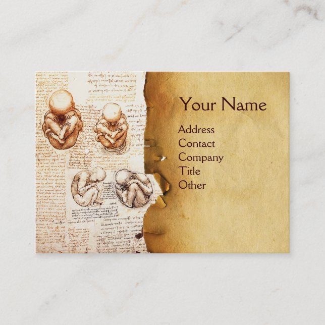 Fetus in the Womb,Ob-Gyn Doctor, Medical Monogram Business Card (Front)