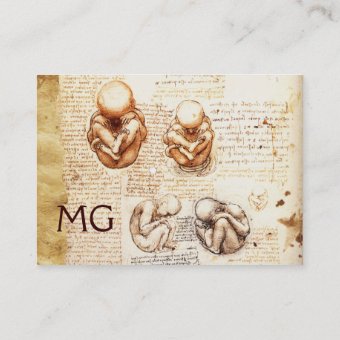 Fetus in the Womb,Ob-Gyn Doctor Parchment Monogram Business Card | Zazzle
