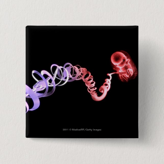 Fetus with an umbilical cord made of DNA strands Pinback Button (Front)