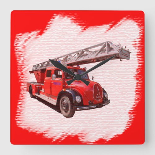 Feuerwehr_Drehleiterwagen Square Wall Clock