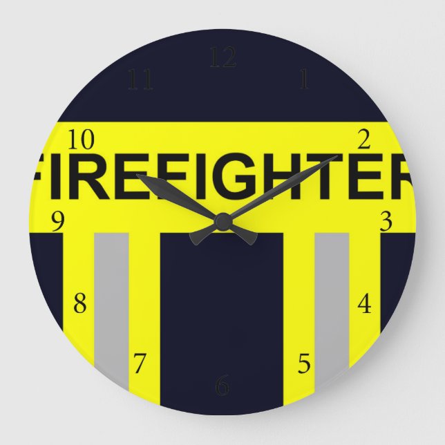 Feuerwehr Symbol Uniform Blau Große Wanduhr Large Clock (Front)