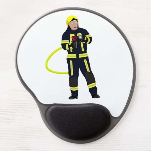 Feuerwehrmann in blauer Einsatzkleidung Gel Mouse Pad