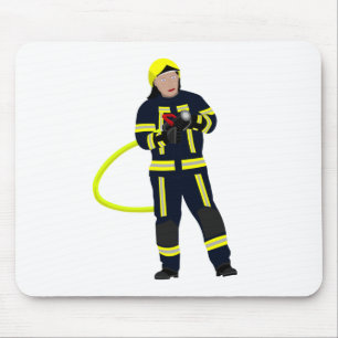 Feuerwehrmann in blauer Einsatzkleidung Mouse Pad