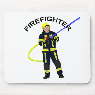 Feuerwehrmann in blauer Einsatzkleidung Mousepad