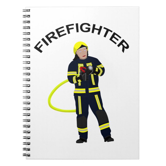 Feuerwehrmann in blauer Einsatzkleidung Notizblock Notebook (Front)