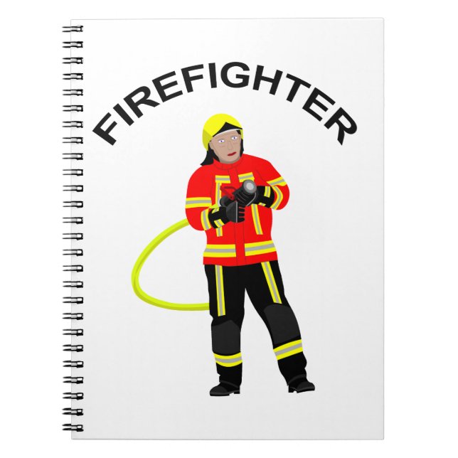 Feuerwehrmann in Einsatzkleidung  Notizblock Notebook (Front)