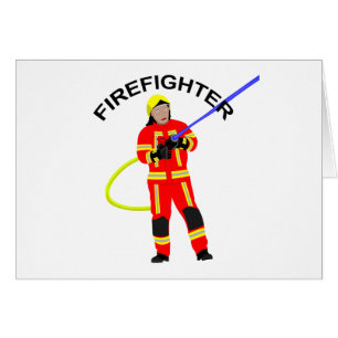 Feuerwehrmann in roter Einsatzkleidung Cards