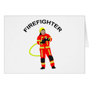 Feuerwehrmann in roter Einsatzkleidung Cards