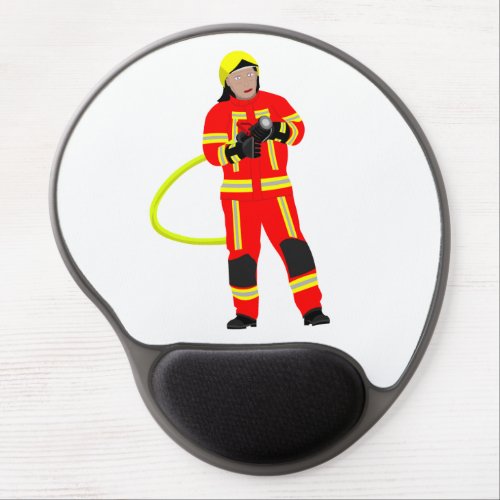 Feuerwehrmann in roter Einsatzkleidung Gel Mouse Pad