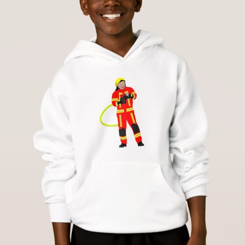 Feuerwehrmann in roter Einsatzkleidung Hoodie