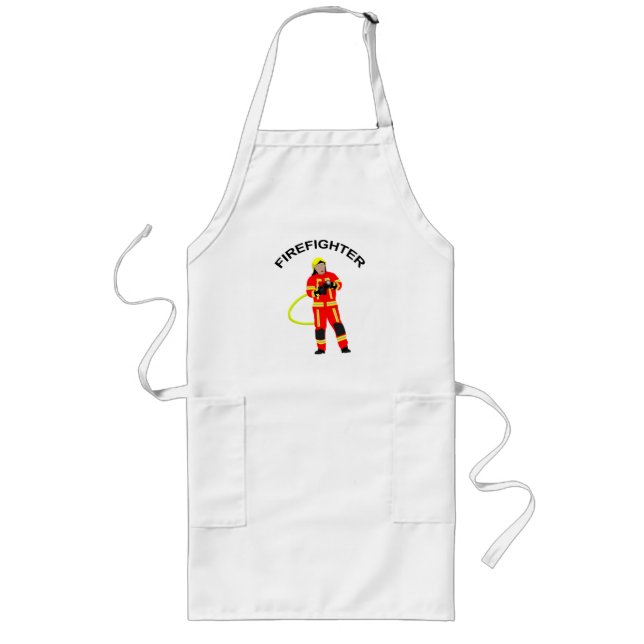 Feuerwehrmann in roter Einsatzkleidung  Lange Schü Long Apron (Front)