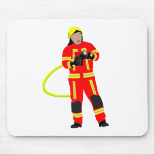 Feuerwehrmann in roter Einsatzkleidung Mouse Pad