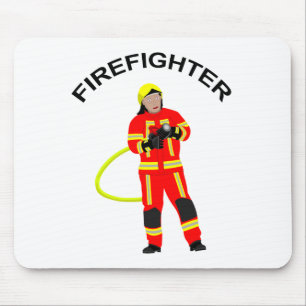 Feuerwehrmann in roter Einsatzkleidung Mousepad