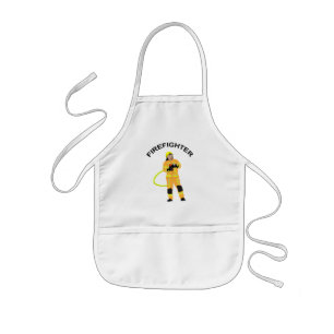 Feuerwehrmann in sandfarbener Einsatzkleidung Kin Kids' Apron