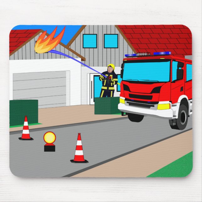 Feuerwehrmann löscht Garagenbrand Mouse Pad (Front)