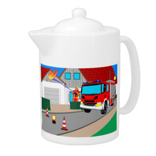 Feuerwehrmann löscht Garagenbrand Teapot