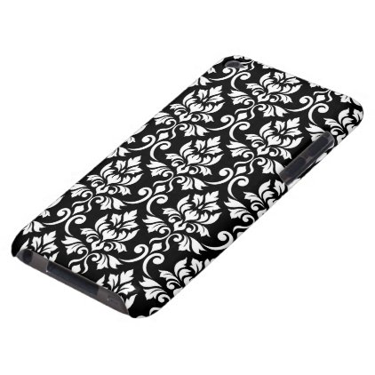 Feuille Damask Big Pattern White on Black iPod Case-Mate Case