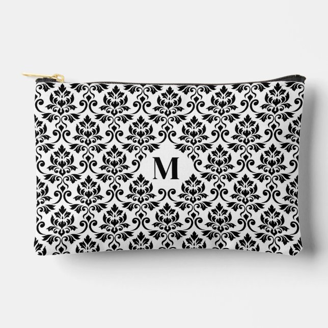 Feuille Damask Black Pattern (Custom) Accessory Pouch (Front)