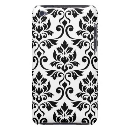 Feuille Damask Lg Pattern Black on White Barely There iPod Cover