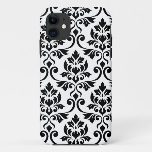 Feuille Damask Lg Pattern Black on White iPhone 11 Case