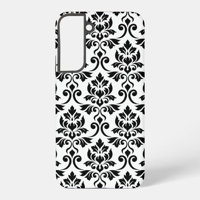 Feuille Damask Lg Pattern Black on White Samsung Galaxy Case (Back)