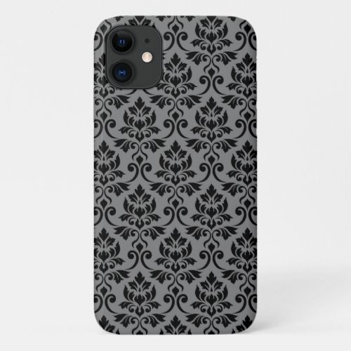 Feuille Damask Pattern Black on Gray iPhone 11 Case