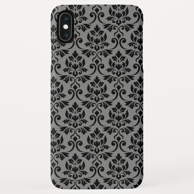 Feuille Damask Pattern Black on Gray Case-Mate iPhone Case (Back)