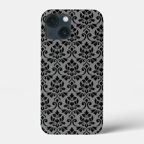 Feuille Damask Pattern Black on Gray iPhone 13 Mini Case