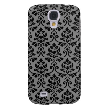 Feuille Damask Pattern Black on Gray Galaxy S4 Case