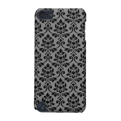 Feuille Damask Pattern Black on Gray iPod Touch (5th Generation) Cover