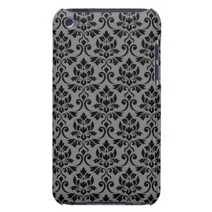 Feuille Damask Pattern Black on Gray iPod Touch Cover