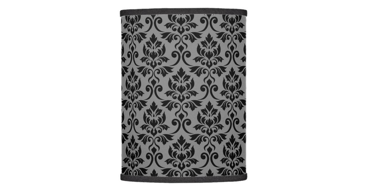 Feuille Damask Pattern Black On Gray Lamp Shade Zazzle Com