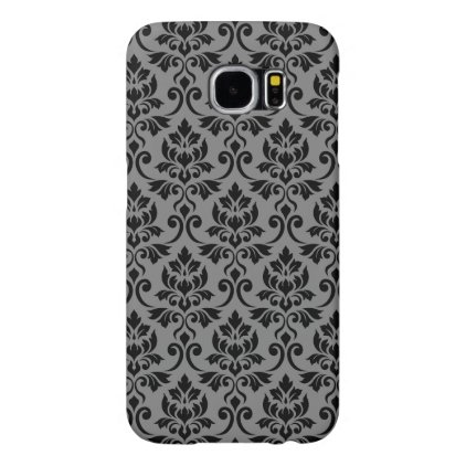Feuille Damask Pattern Black on Gray Samsung Galaxy S6 Case