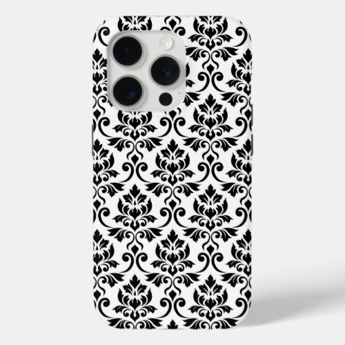 Feuille Damask Pattern Black on White iPhone 15 Pro Case
