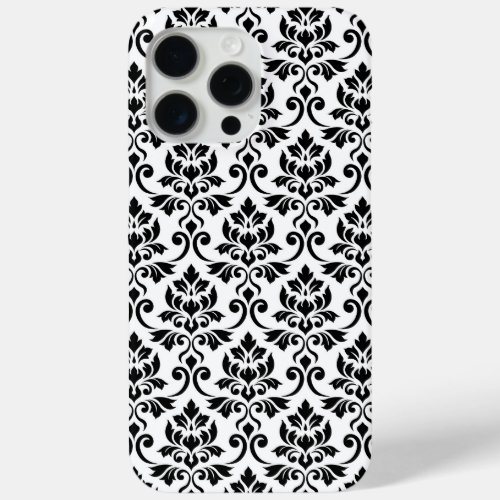 Feuille Damask Pattern Black on White iPhone 15 Pro Max Case