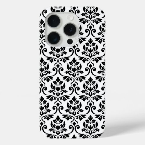 Feuille Damask Pattern Black on White iPhone 15 Pro Case