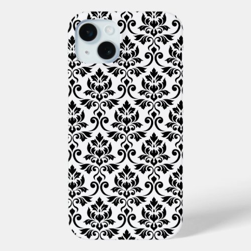 Feuille Damask Pattern Black on White iPhone 15 Plus Case