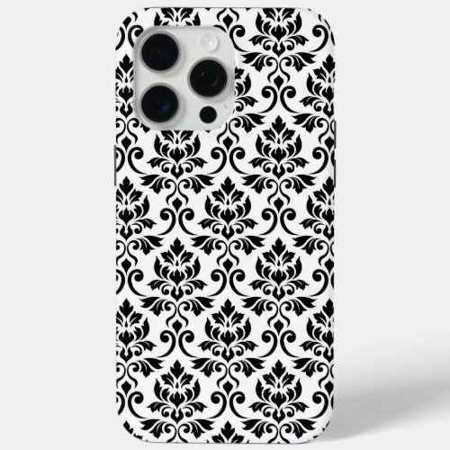 Feuille Damask Pattern Black on White iPhone 15 Pro Max Case